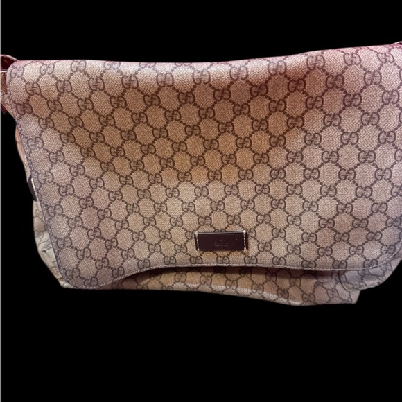 Gucci Beige Monogram Diaper Bag - Picture 1 of 9